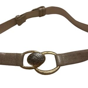 Chicos Belt Womens S/M Bonded Leather Leaf Buckle Adjustable Career Office